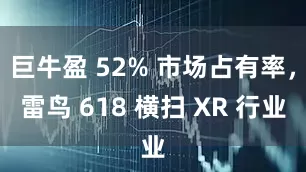 巨牛盈 52% 市场占有率，雷鸟 618 横扫 XR 行业