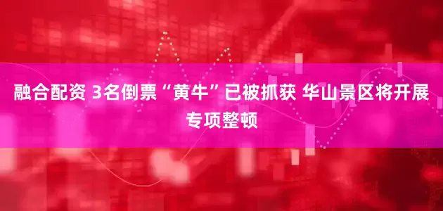 融合配资 3名倒票“黄牛”已被抓获 华山景区将开展专项整顿